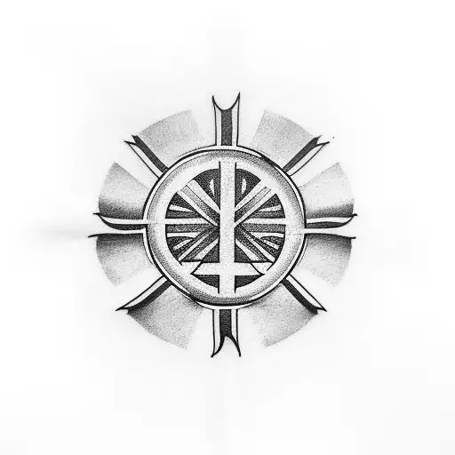 upside down cross surrounded by the atheism logo tattoo design idea