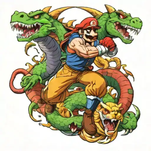 super Mario, dragon ball z, mortal kombat, street fighter, captain falcon tattoo design idea