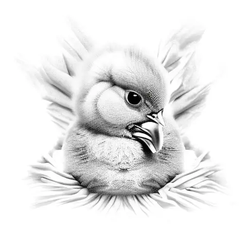 baby chick with blanket tattoo design idea