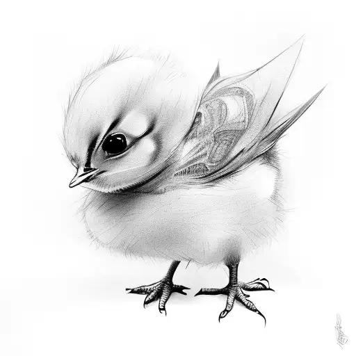 baby chick with blanket tattoo design idea