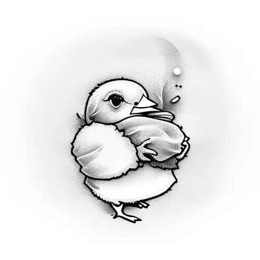 cartoon baby chick wrapped in a blanket tattoo design idea