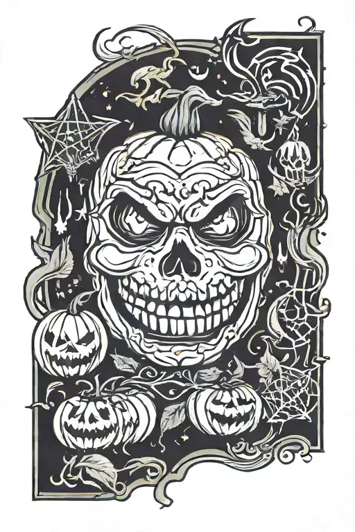 Halloween jack o lantern tattoo design idea