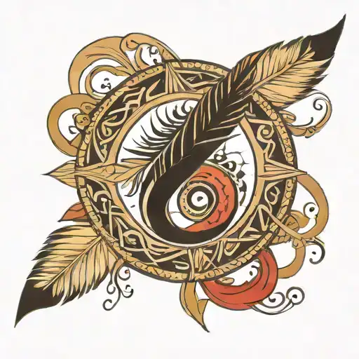 infinity sign in Indian feather tattoo design idea