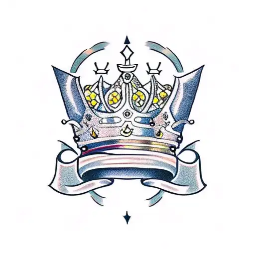 Queen's Crown with sword tattoo design idea