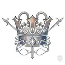 Queen's Crown with sword tattoo design idea