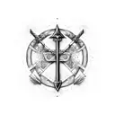 sword and ankh symbol tattoo design idea