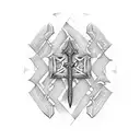 sword and ankh symbol tattoo design idea