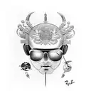  rayban aviator shades with the name agosto tattoo design idea