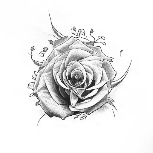 Phoenix with roses tattoo design idea