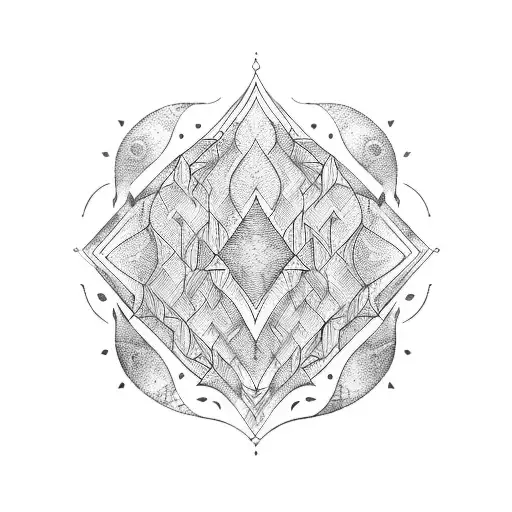 A geometric design inspired by the coastlines and seaweed, incorporating elements of blackwork style tattoo design idea