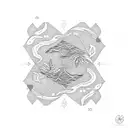 A geometric design inspired by the coastlines and seaweed, incorporating elements of blackwork style tattoo design idea