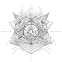 A geometric design inspired by the coastlines and seaweed, incorporating elements of blackwork style tattoo design idea