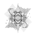 A geometric design inspired by the coastlines and seaweed, incorporating elements of blackwork style tattoo design idea