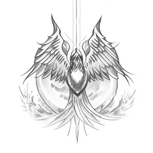 phoenix black bird  tattoo design idea