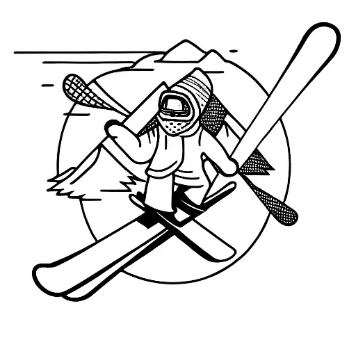 small local ski and snowboard shop  tattoo design idea