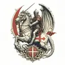 St George slaying dragon with a sword . England flag Incorporated into design  tattoo design idea