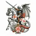 St George slaying dragon with a sword . England flag Incorporated into design  tattoo design idea