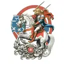 St George slaying dragon with a sword . England flag Incorporated into design  tattoo design idea