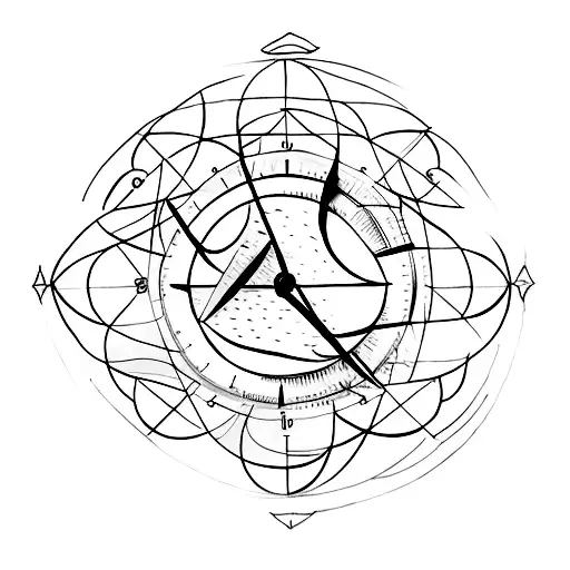 A minimalist tattoo of a sundial with subtle shading and precise lines, symbolizing the passage of time tattoo design idea