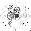 An intricate clock mechanism intertwined with gears and engineering symbols tattoo design idea