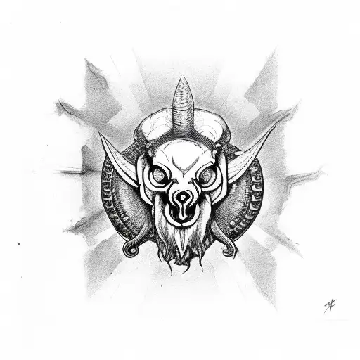 third eye on ram skull with devil wings tattoo design idea