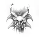 third eye on ram skull with devil wings tattoo design idea