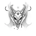 third eye on ram skull with devil wings tattoo design idea