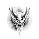 third eye on ram skull with devil wings tattoo design idea