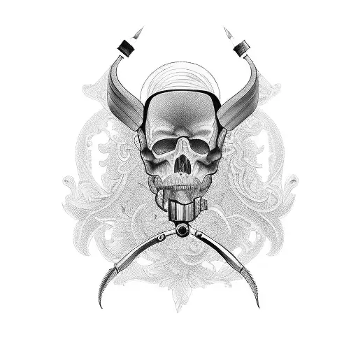 Create a blackwork tattoo of a vintage car surrounded by intricate carpentry tools tattoo design idea