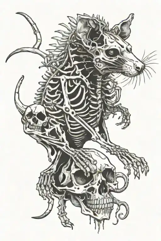 rat skeleton tattoo design idea