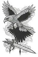 hawk and sword tattoo design idea