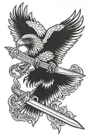 hawk and sword tattoo design idea