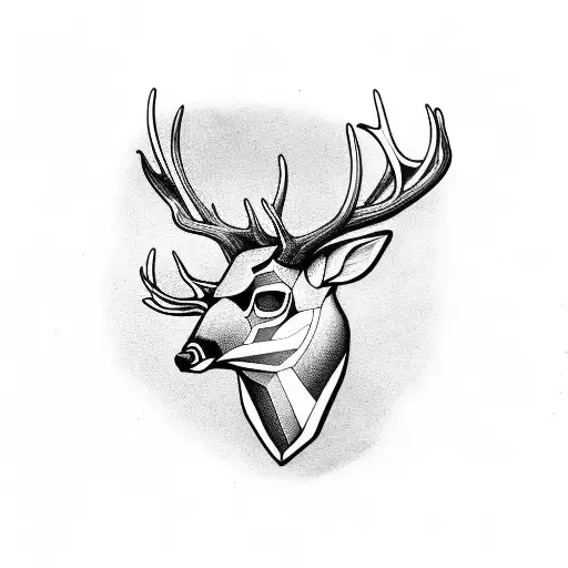 tribal deer skull tattoo design idea