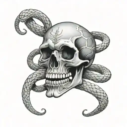 skull and snake tattoo design idea