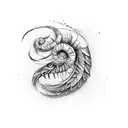 bird and worm tattoo design idea