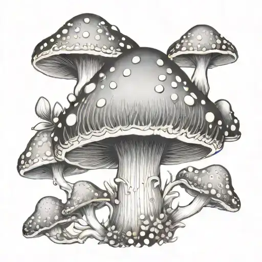 magic mushroom coming from pretty face  tattoo design idea