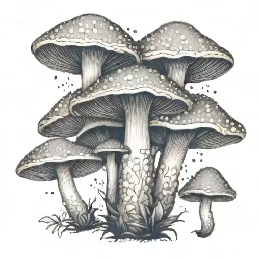 magic  mushroom tattoo design idea