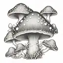 magic mushroom coming from pretty face  tattoo design idea