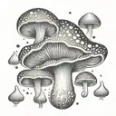 magic mushroom coming from pretty face  tattoo design idea