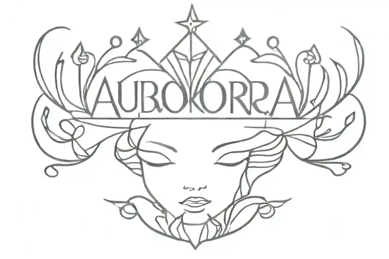 Name Aurora with Tiara tattoo design idea