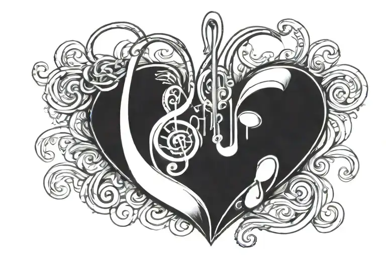 heart music phone tattoo design idea