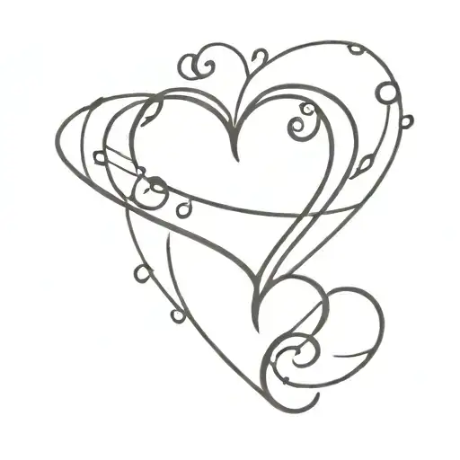 heart phone music note intertwined tattoo design idea