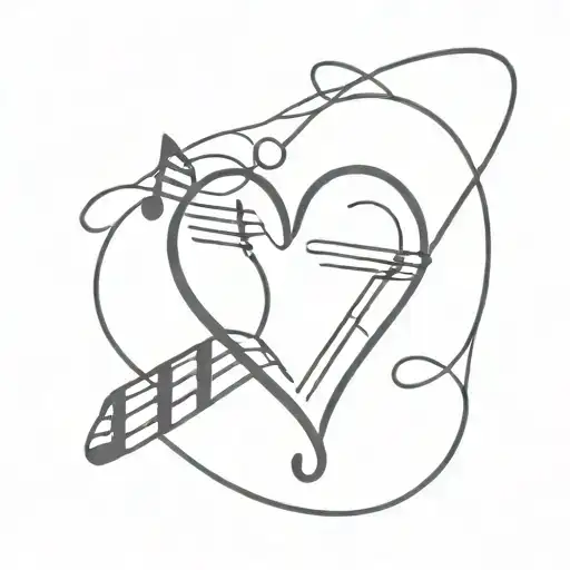heart music phone tattoo design idea