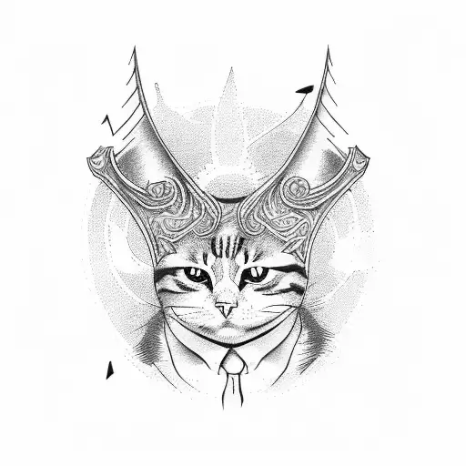 magic cat horns  tattoo design idea