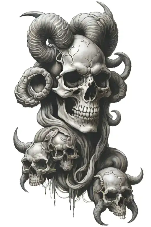 skull aries zodiac tattoo design idea