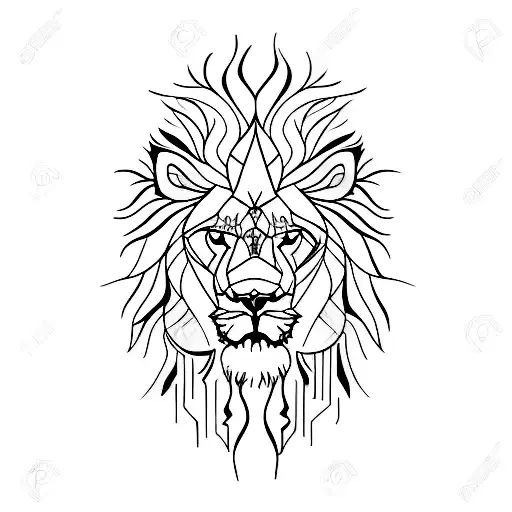 Lion abstraction glass shadow tattoo design idea