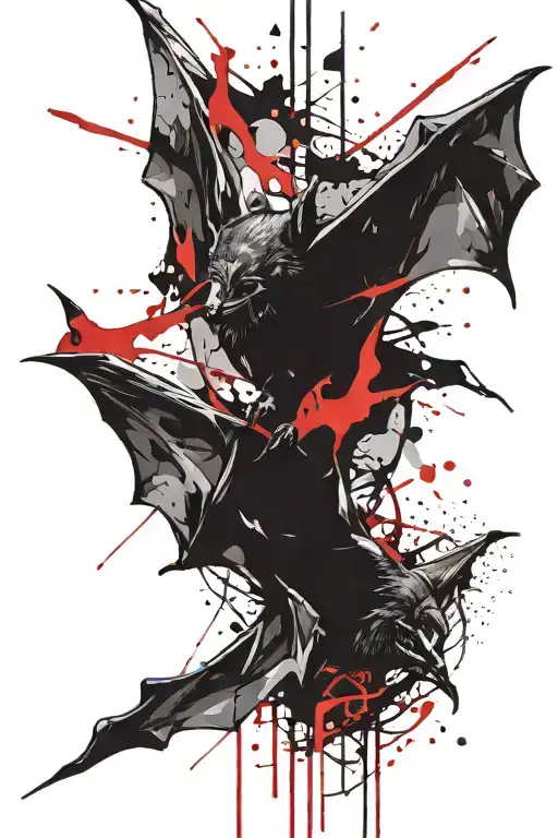 bat hanging upside tattoo design idea