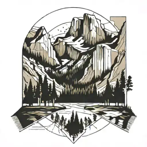 yosemite valley landscape inside tattoo design idea