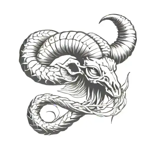 ram's head with a scorpion's tail tattoo design idea