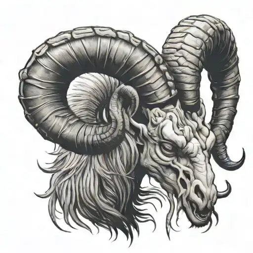 ram's head with a scorpion's tail tattoo design idea